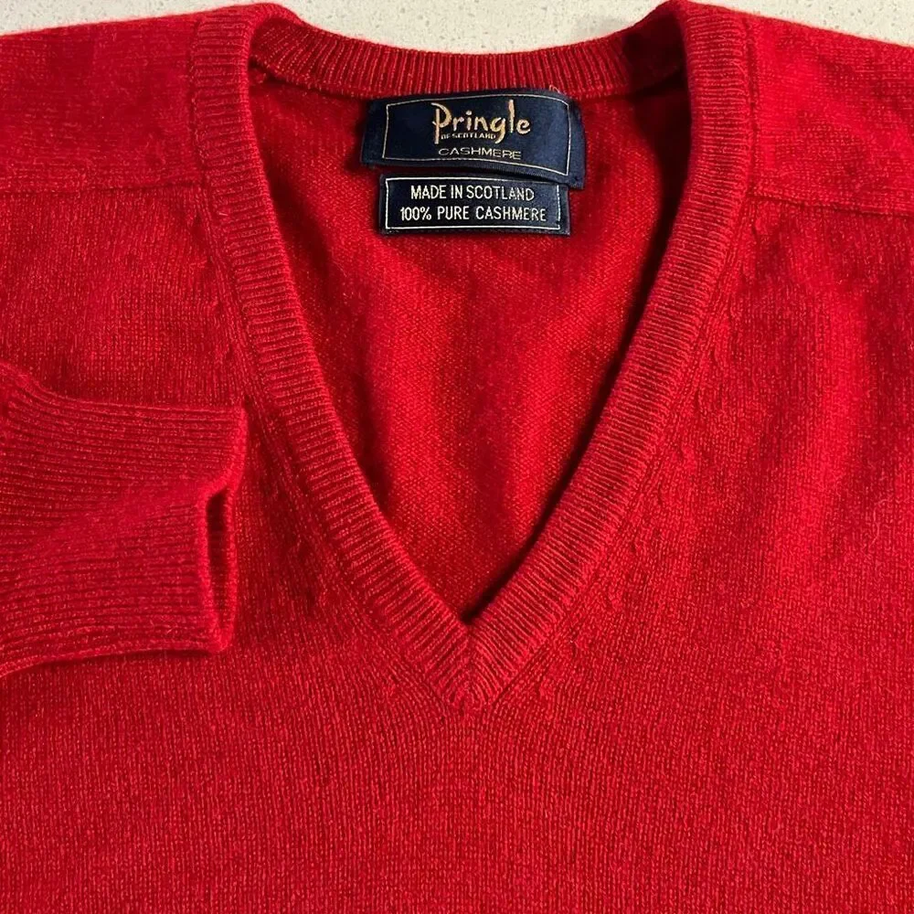 Pringle of Scotland V Neck Cashmere Sweater Men’s Large